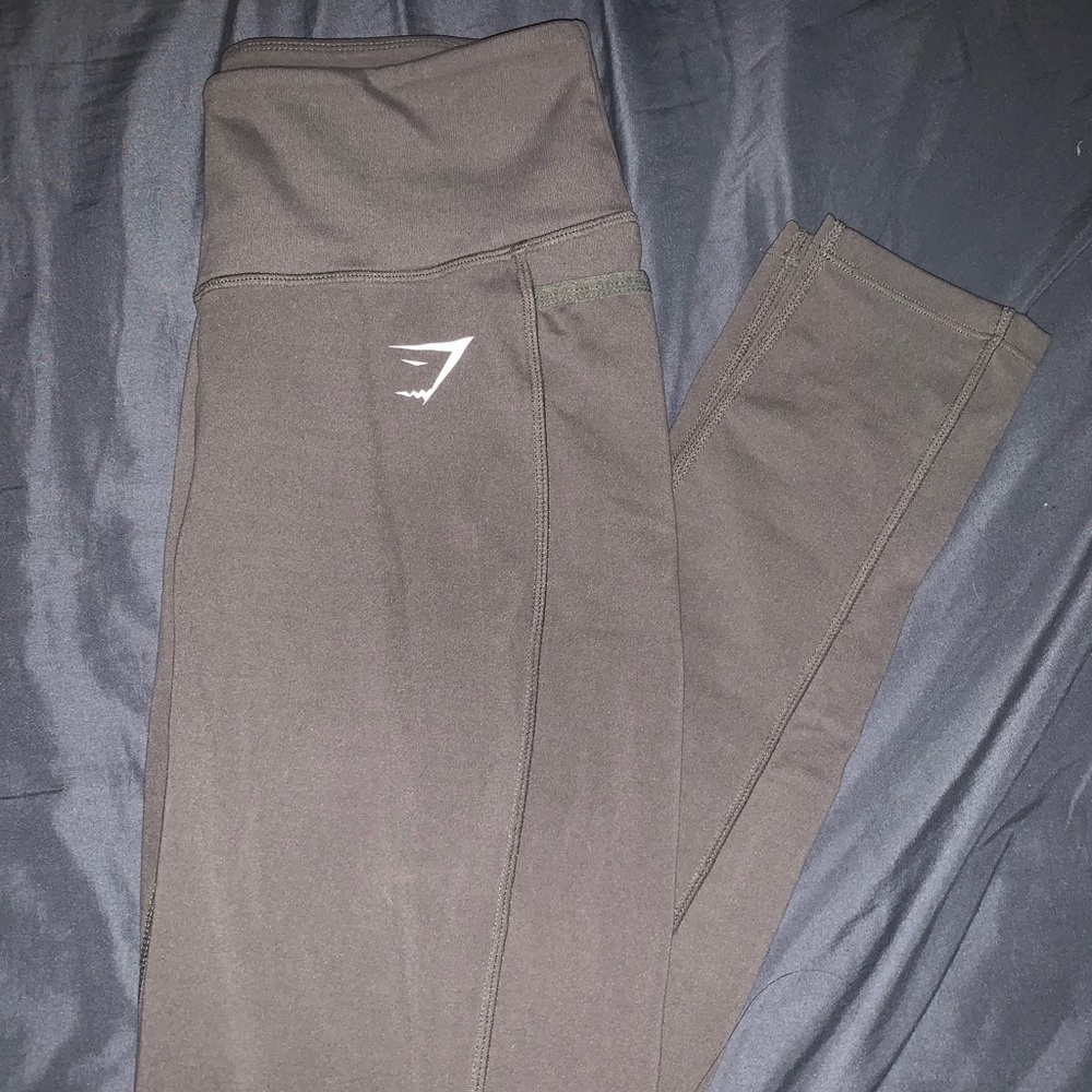 olive green gym shark leggings